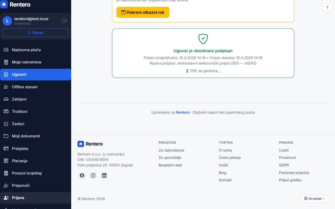 Digital lease agreement – Digital signature | Rentero