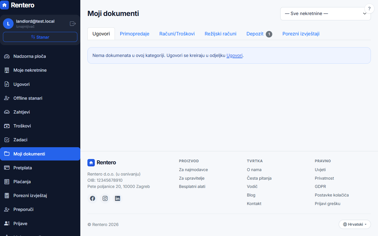 My documents – Store documents | Rentero