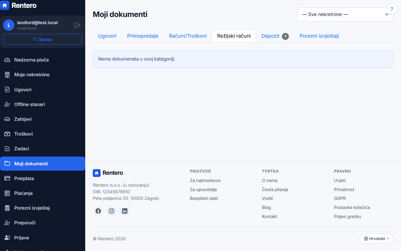 My documents – Link to a rental | Rentero