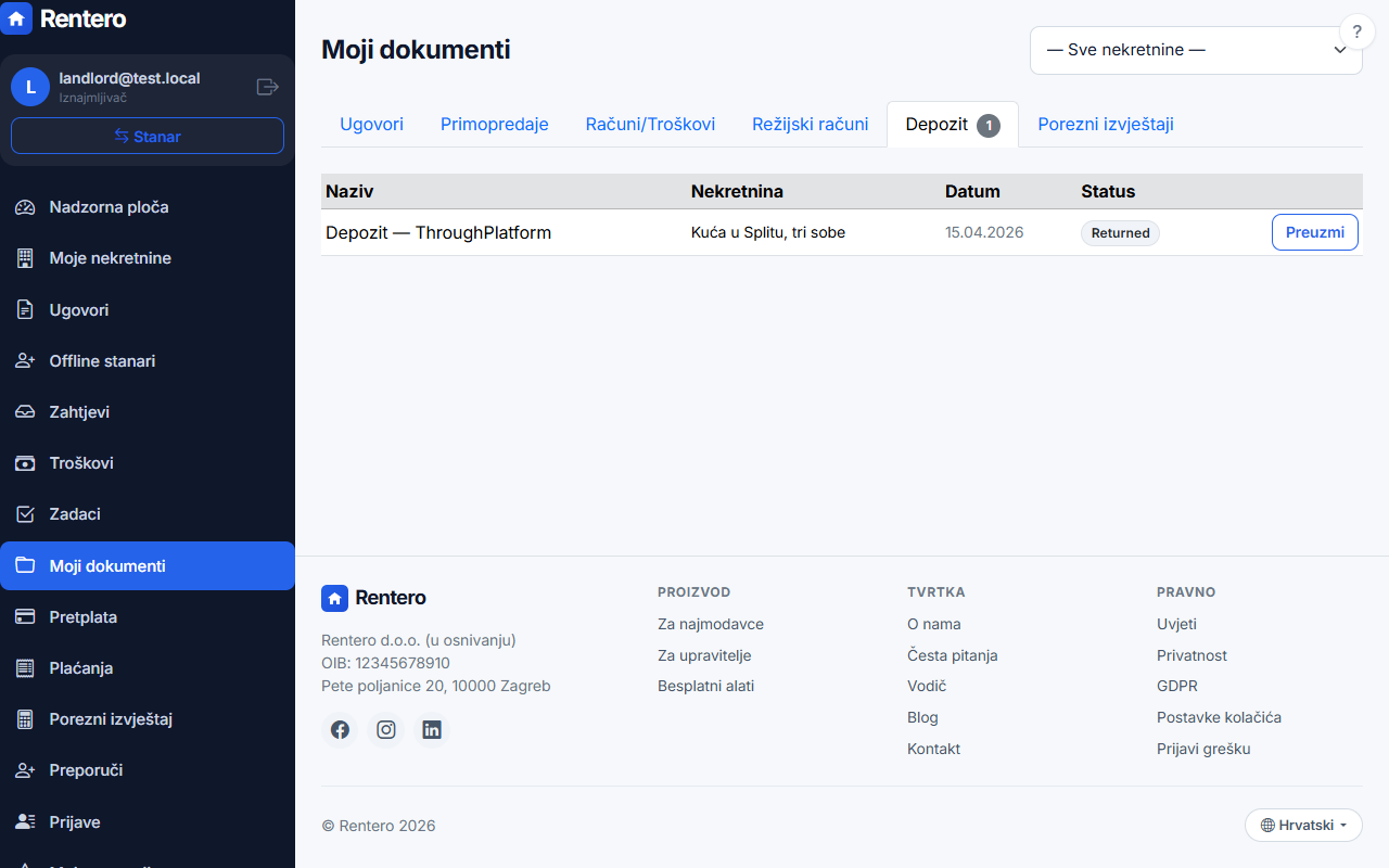 My documents – Access anytime | Rentero
