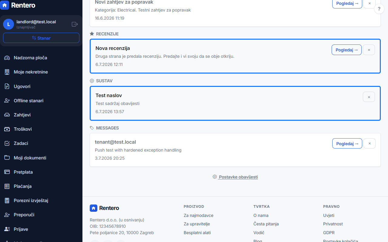 Notifications – Customize settings | Rentero