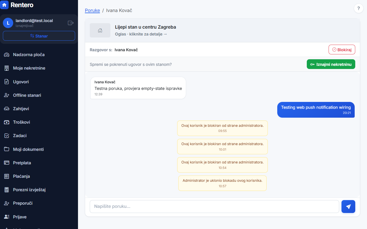 Messages – Arrange the details | Rentero