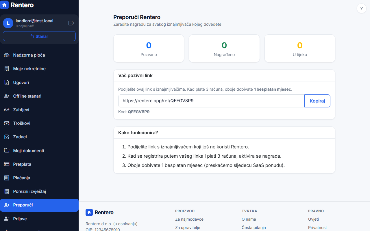 Refer a friend – Share your link | Rentero