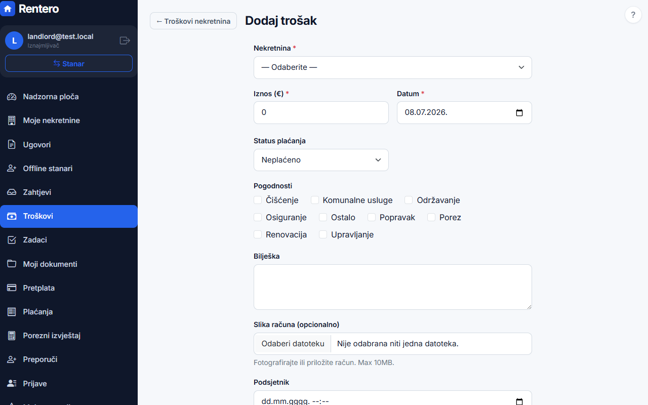 Cost tracking – Split utilities | Rentero