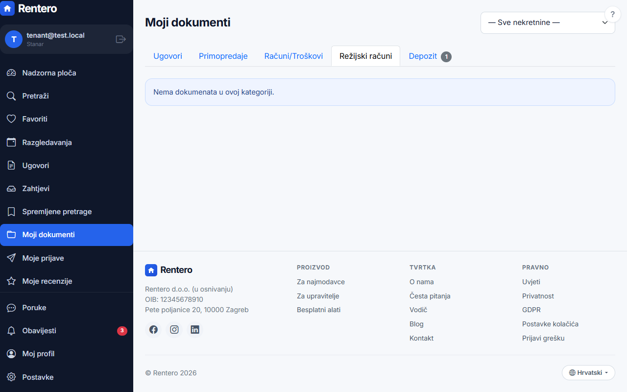 My documents – Share with a landlord | Rentero