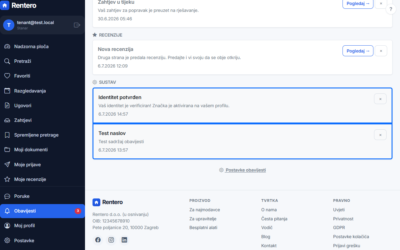 Notifications – Customize | Rentero