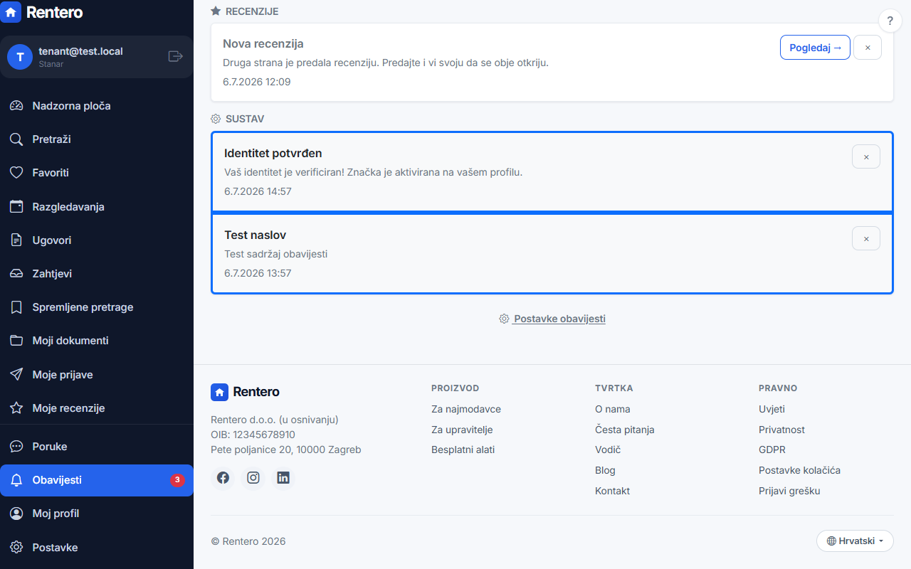 Notifications – Stay up to date | Rentero