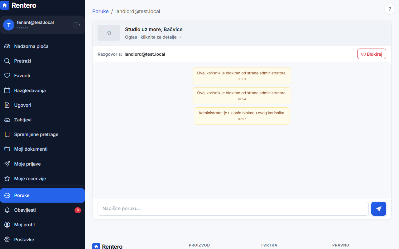 Messages – Ask questions | Rentero