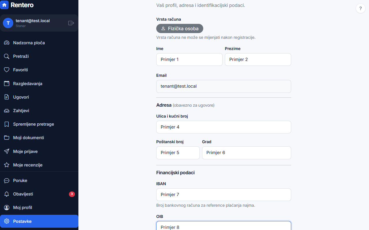 Settings – Language and security | Rentero