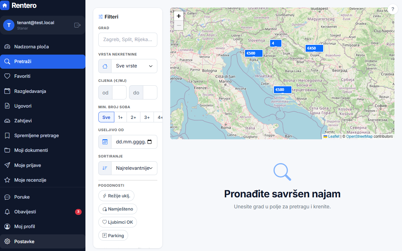 Search listings – Enter a city | Rentero