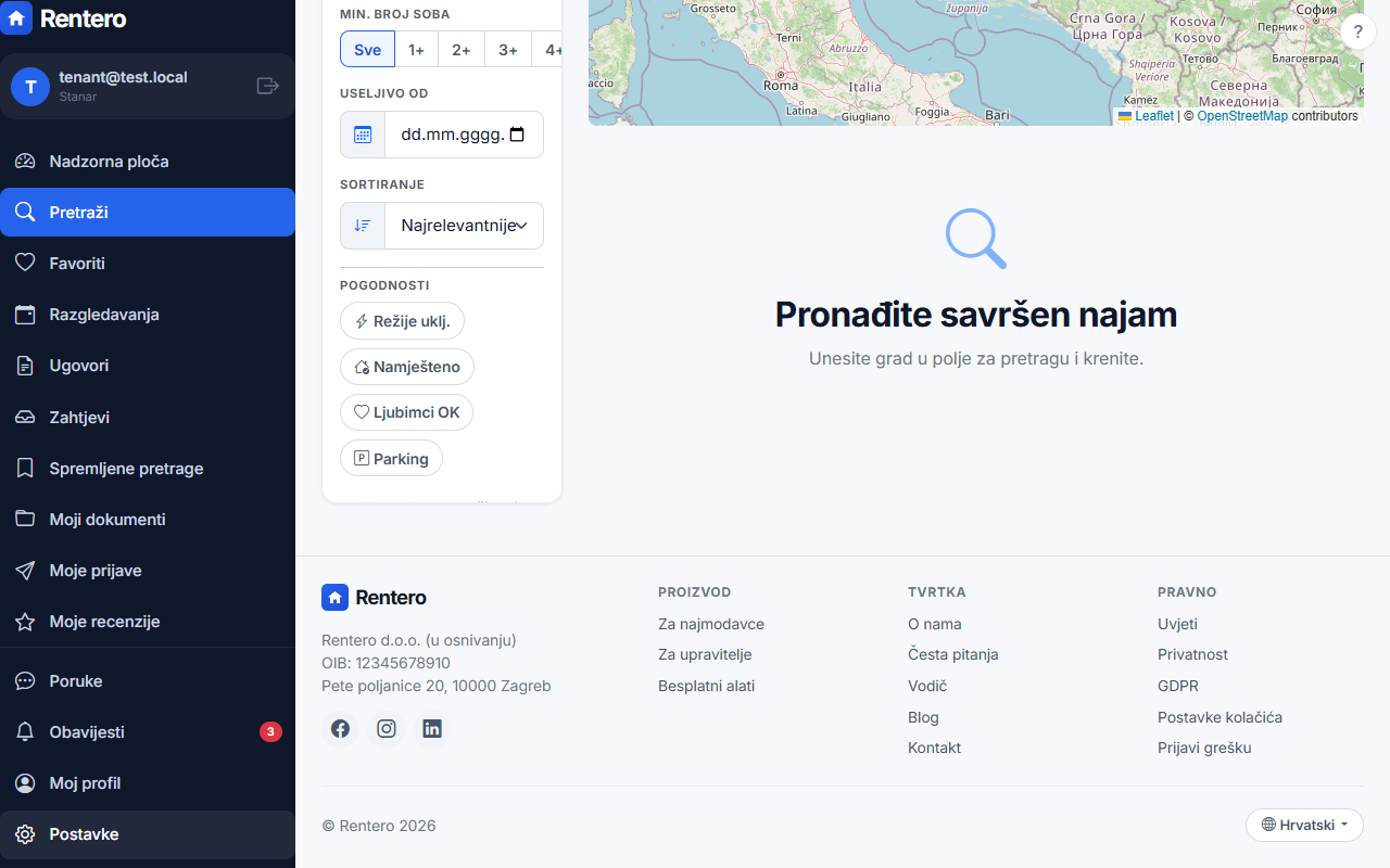 Search listings – Filter | Rentero