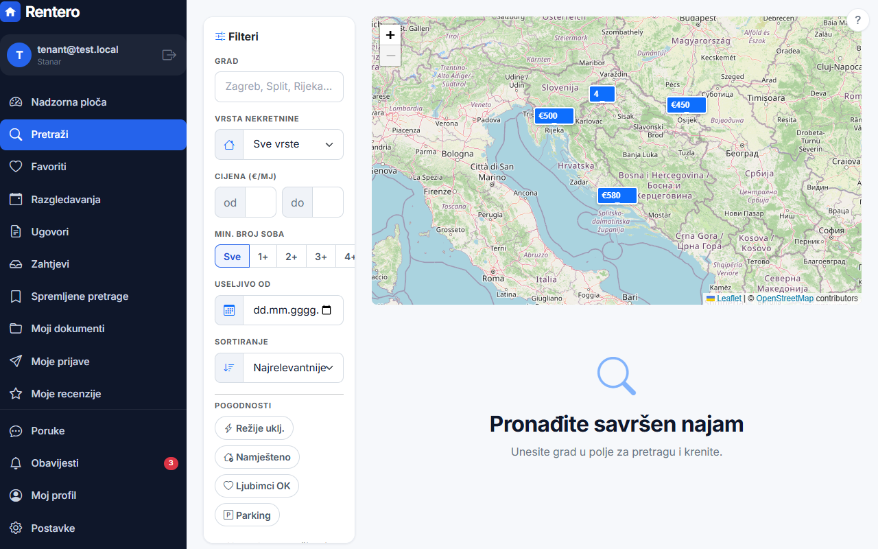 Saved searches – Get alerts | Rentero