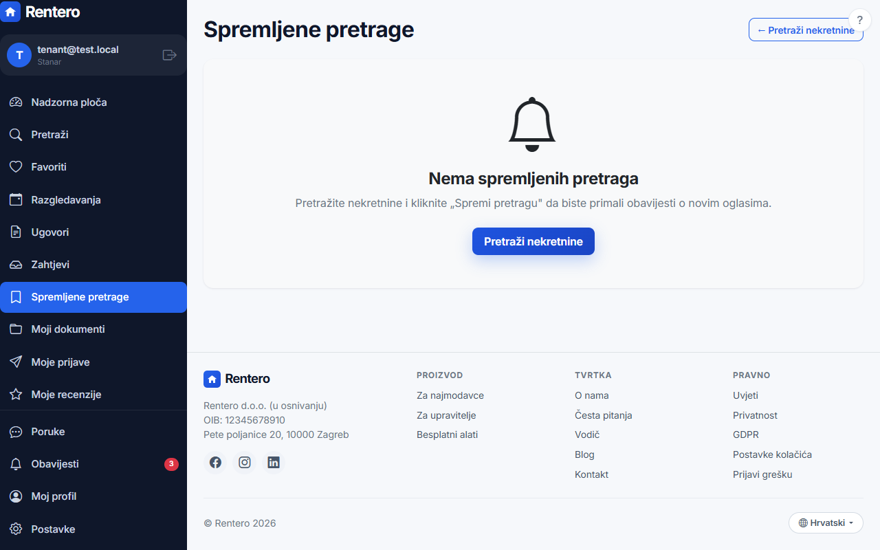 Saved searches – Repeat quickly | Rentero